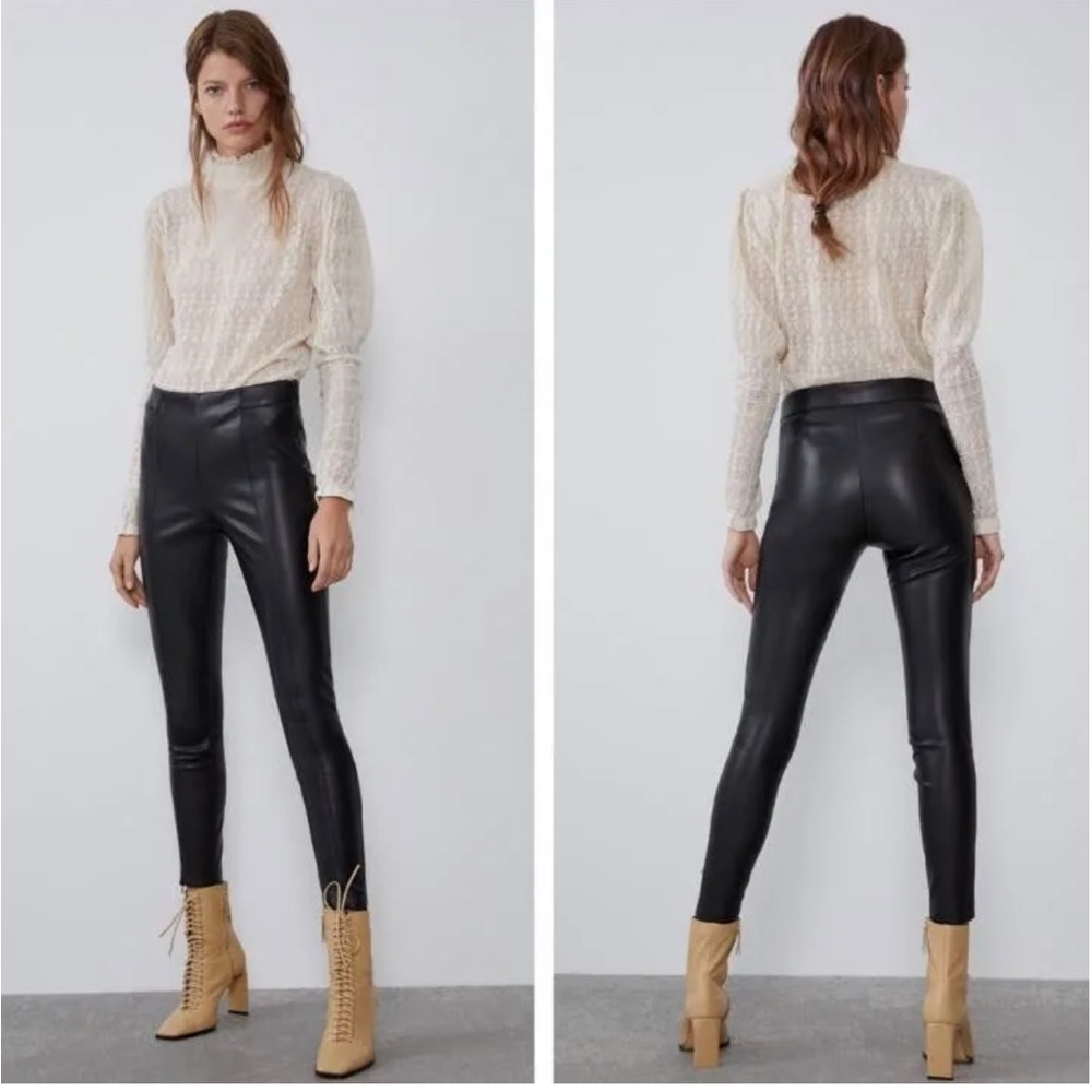 NWT Zara Mid-rise Faux Leather Leggings xs